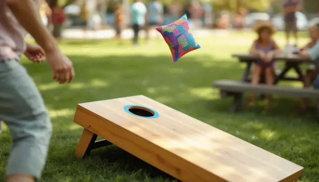 Crazy outdoor games (image of cornhole).